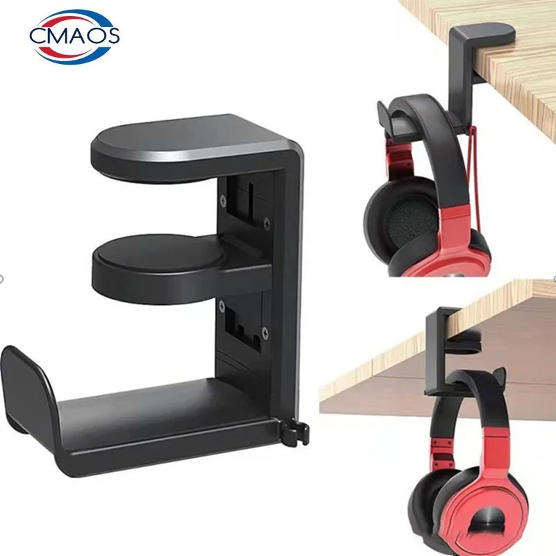 Headphone Stand Desk - ノーパンチテーブルクリップフックヘッドホンホルダー360度回転ヘッドホンハンガー多機能デスク収納フック回転式フック