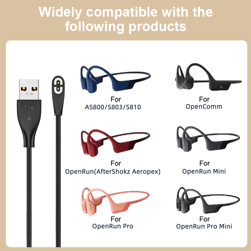 Usb C Earphone - 急速充電と骨伝導を備えたUSBType-Cヘッドセット充電器ケーブル,shokz as800,s803,s810,openrun用のヘッドセットアダプター
