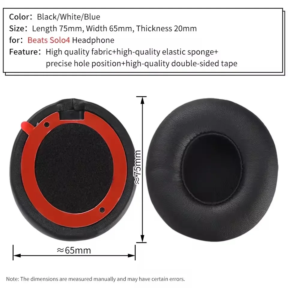 Beats Headphone Solo 4 - Beats Solo 4 ワイヤレスヘッドホン用イヤーパッド、メモリースポンジ製イヤーマフ交換部品、両面テープ付き