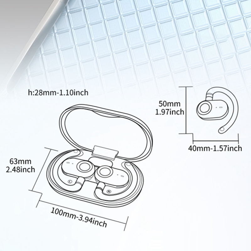Sports Earphone Hook - JM18 イヤーフック翻訳イヤホン、オープン型Bluetooth 5.4イヤホン 回転式スポーツオープン型イヤーフック ブラック-A75P