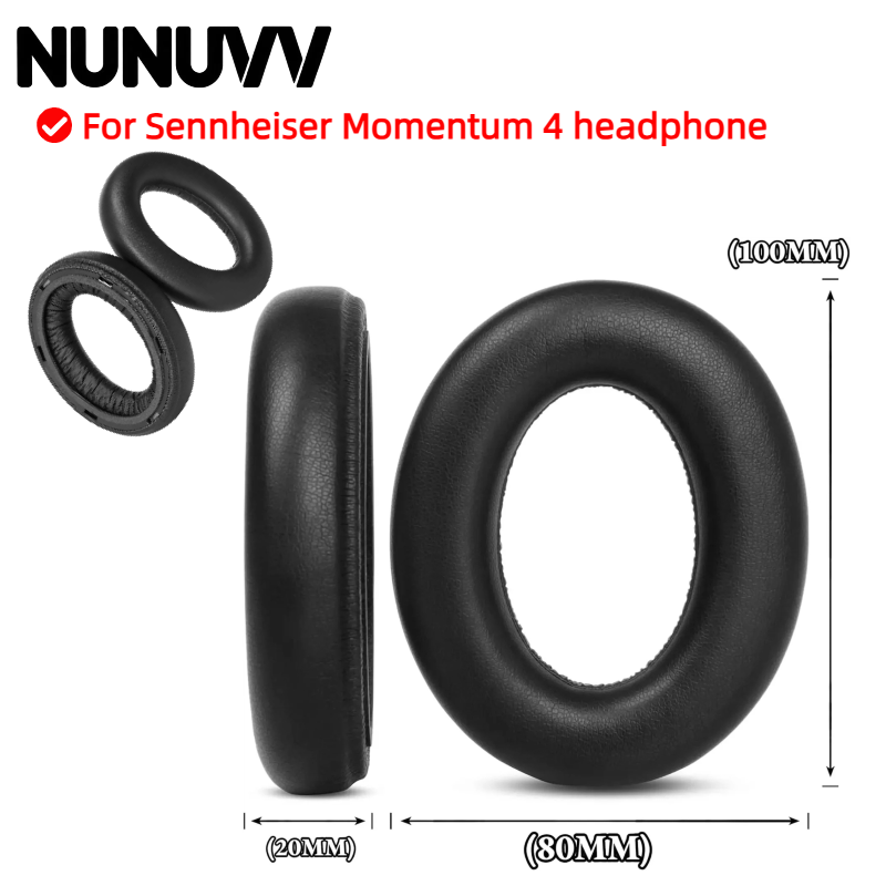 Sennheiser Headphone Momentum 4 - NUNUVV イヤーパッド、プラスチック製バックル付き、ゼンハイザー Momentum 4 交換用ヘッドセットヘッドホンイヤーマフイヤーパッドカバーカップ。