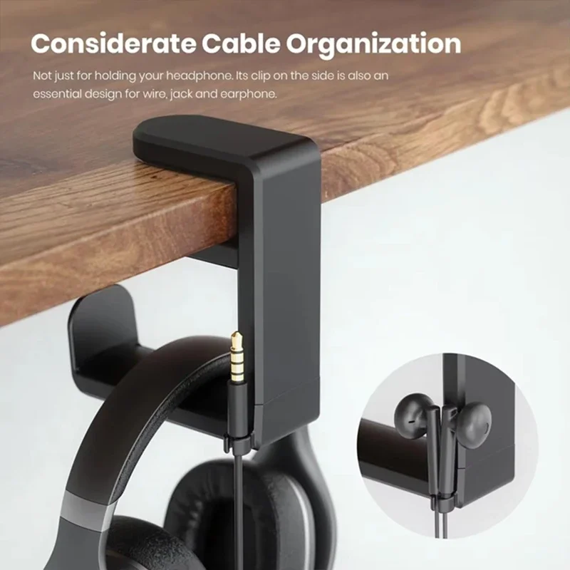 ノーパンチテーブルクリップフックヘッドホンホルダー360度回 - Headphone Stand Desk のレビューと価格