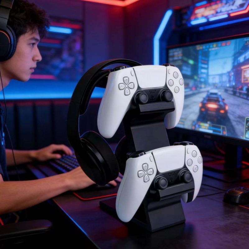 3D プリントされたゲームコントローラーヘッドフォン一体型ス - Headphone Stand Desk のレビューと価格